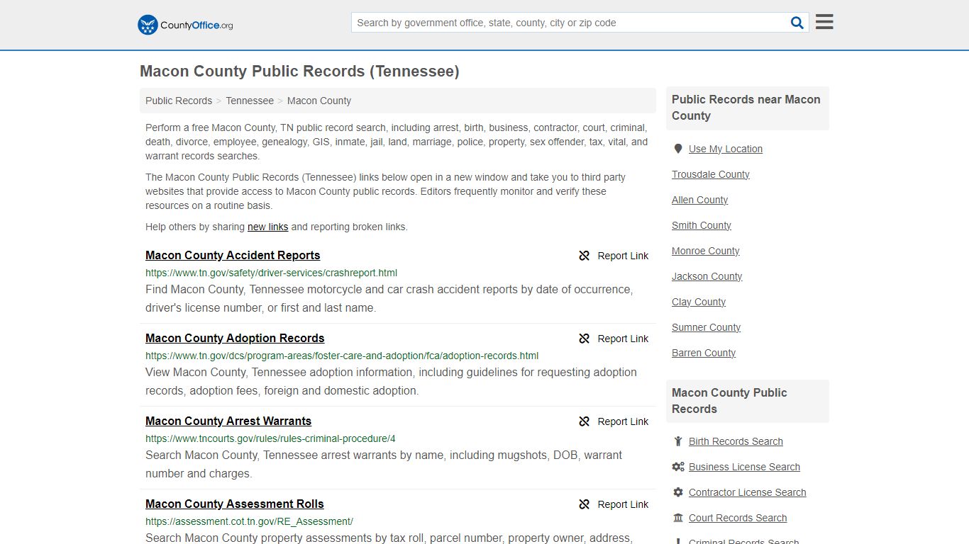 Public Records - Macon County, TN (Business, Criminal, GIS, Property ...